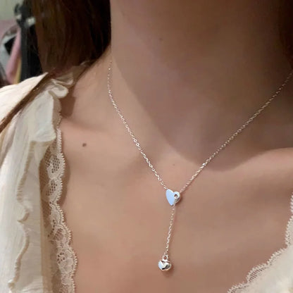 925 Sterling Silver Heart Pendant Adjustable Choker Necklace for Women