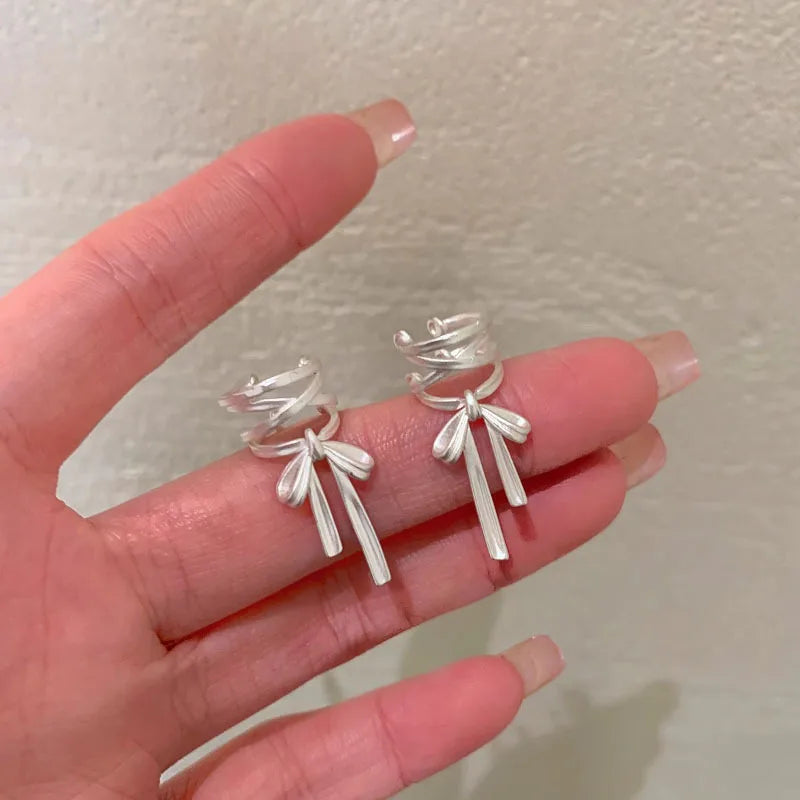 925 Sterling Silver Bow Knot Pearl Earrings for Women