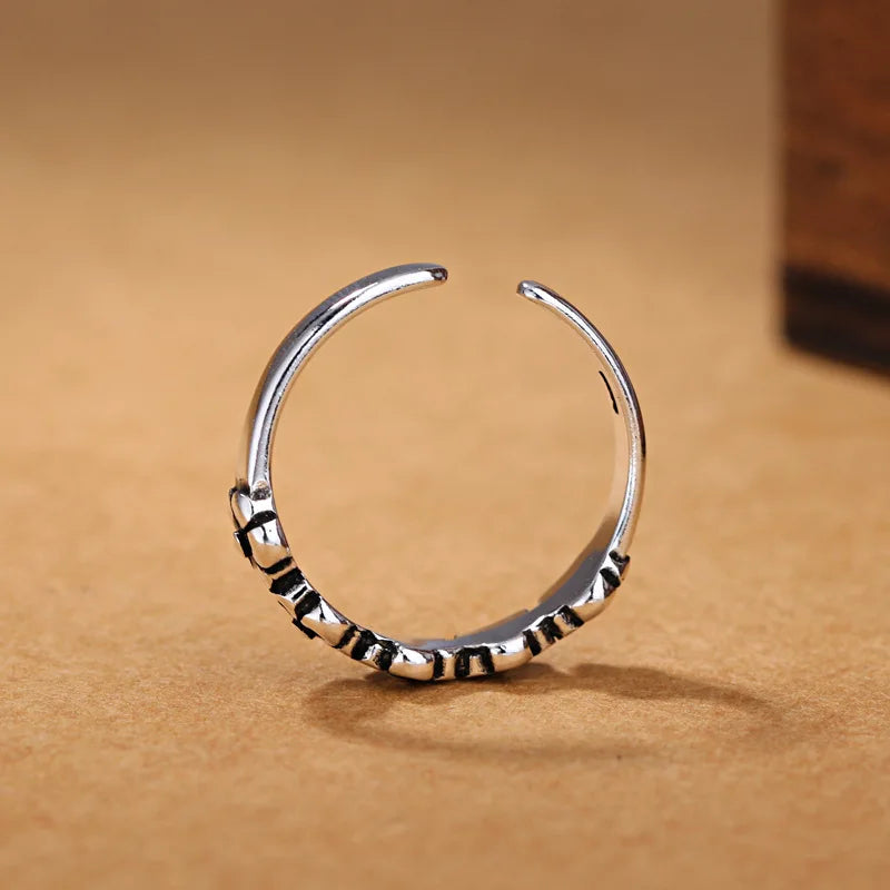 925 Sterling Silver Retro Flower Ring for Women