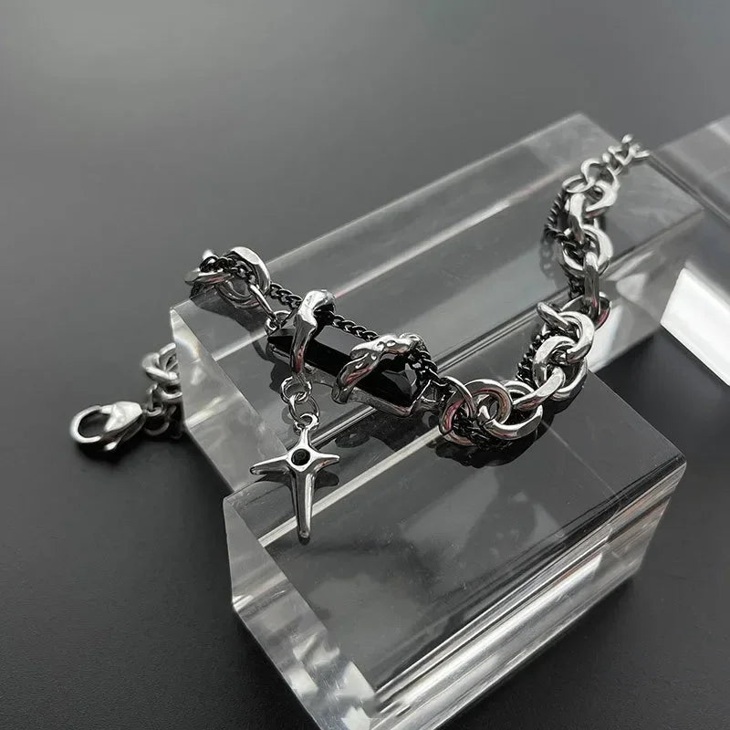 Gothic Star-Link Stainless Steel Bracelet