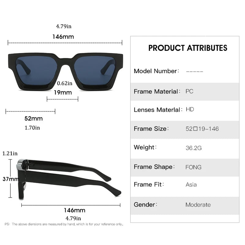 Unisex Retro Square Fashion Sunglasses
