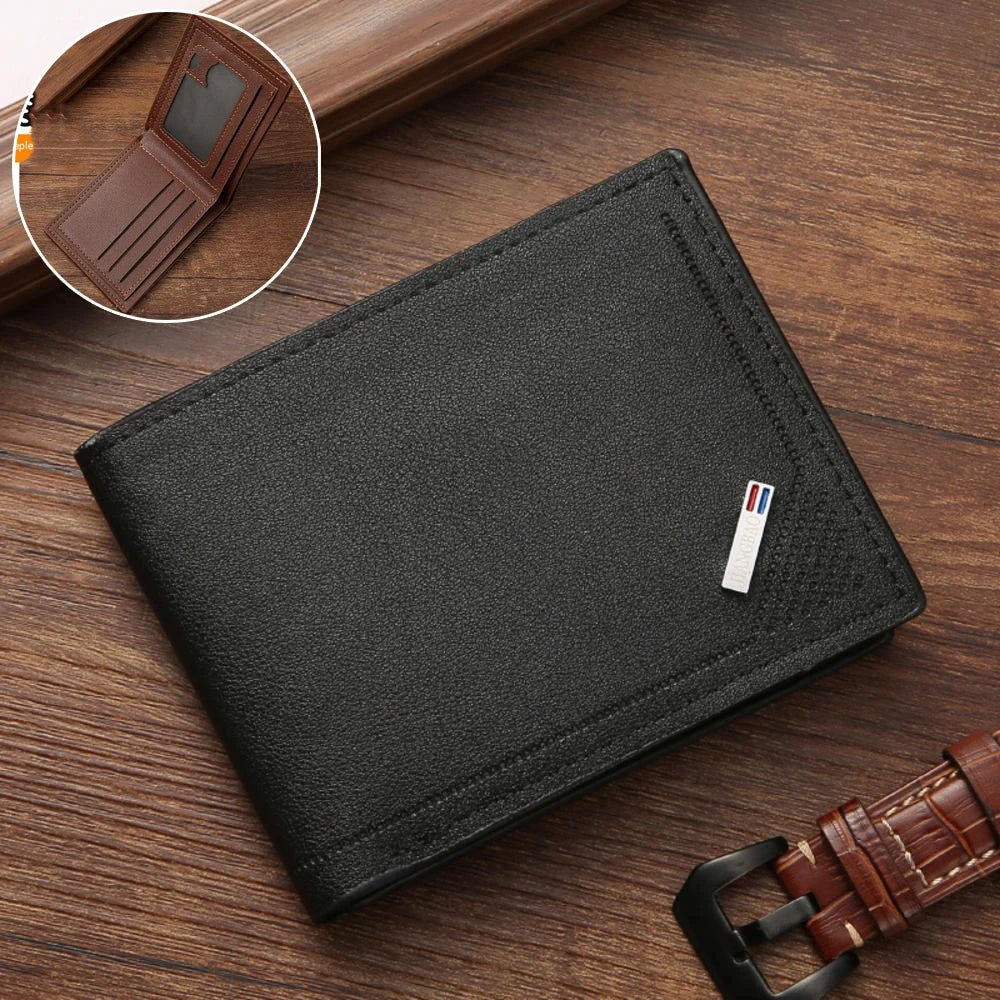 RFID Slim Vertical Men's Wallet | Microfiber Leather Short Card Holder Money Bag