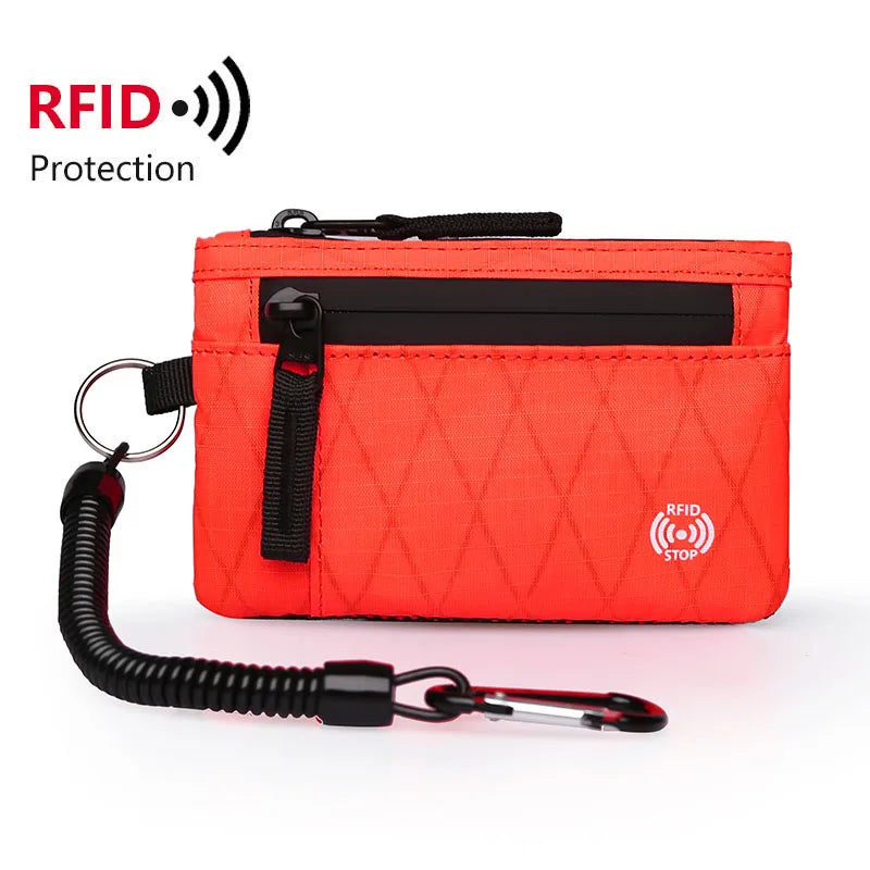 RFID Blocking Nylon Zipper Mini Wallet | Compact Card Holder & Coin Purse for Men