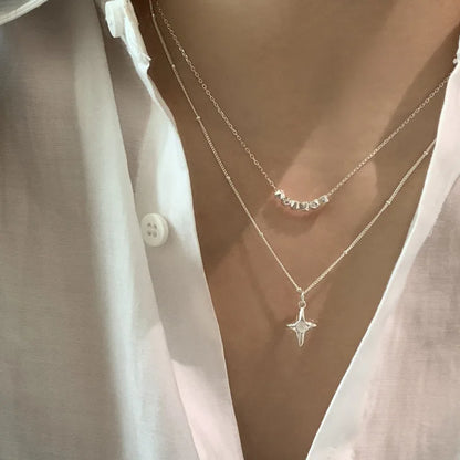925 Sterling Silver Star Smile Dimple Pendant Necklace for Women