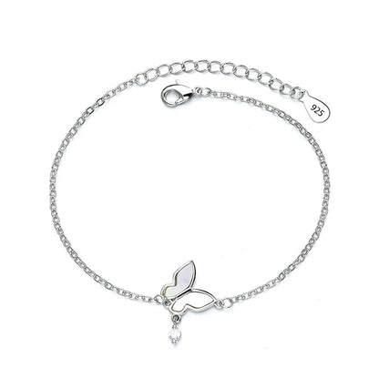 925 Sterling Silver Butterfly Bead String Bracelet for Women