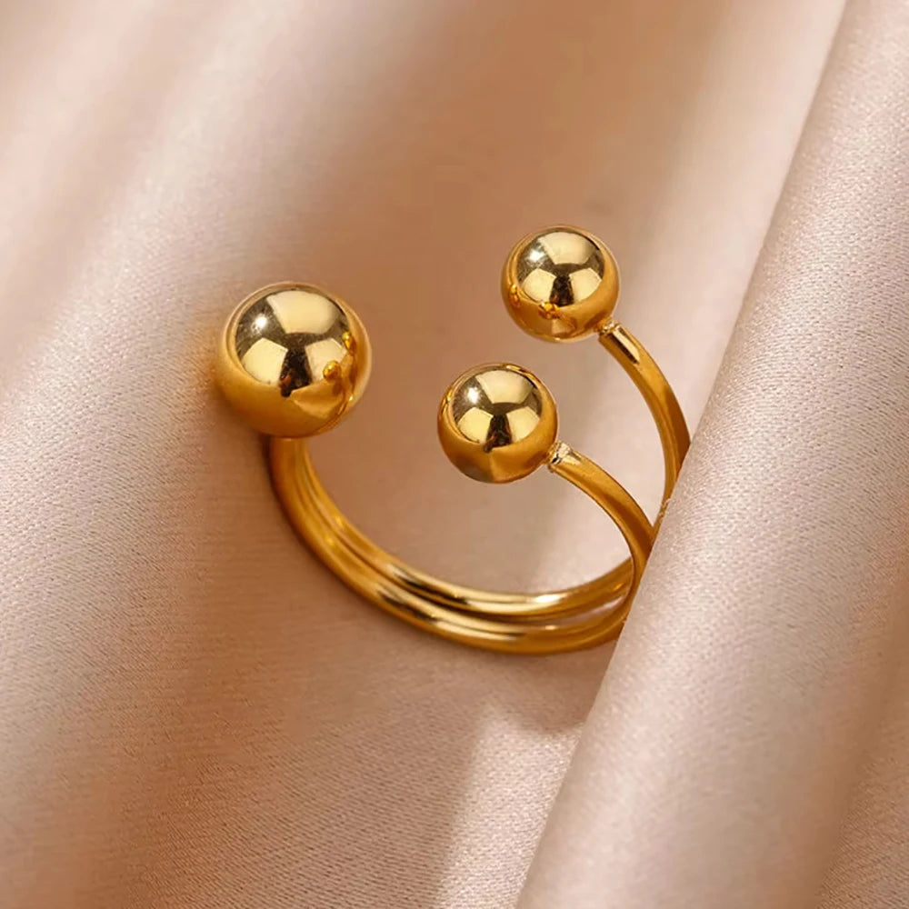 Multilayer Geometric Open Ring for Women | Vintage 18K Gold Plated