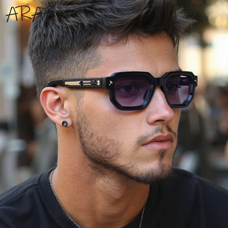 Men's Vintage Square Alloy-Frame Sunglasses