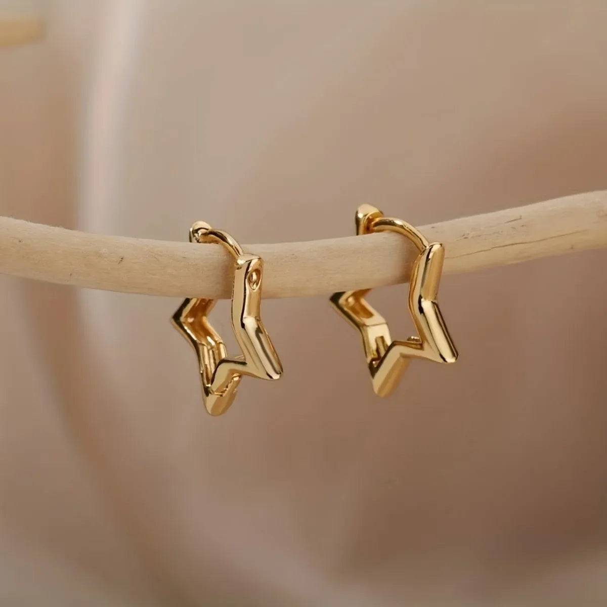Stainless Steel Star Hoop Earrings for Women
