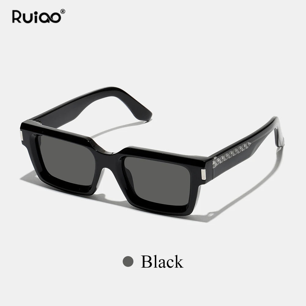 Retro Rectangle Polycarbonate Fashion Sunglasses