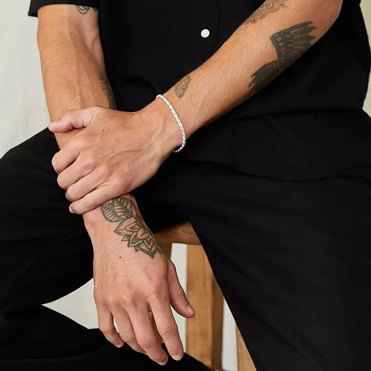 Stainless Steel Singapore Twist Chain Bracelet