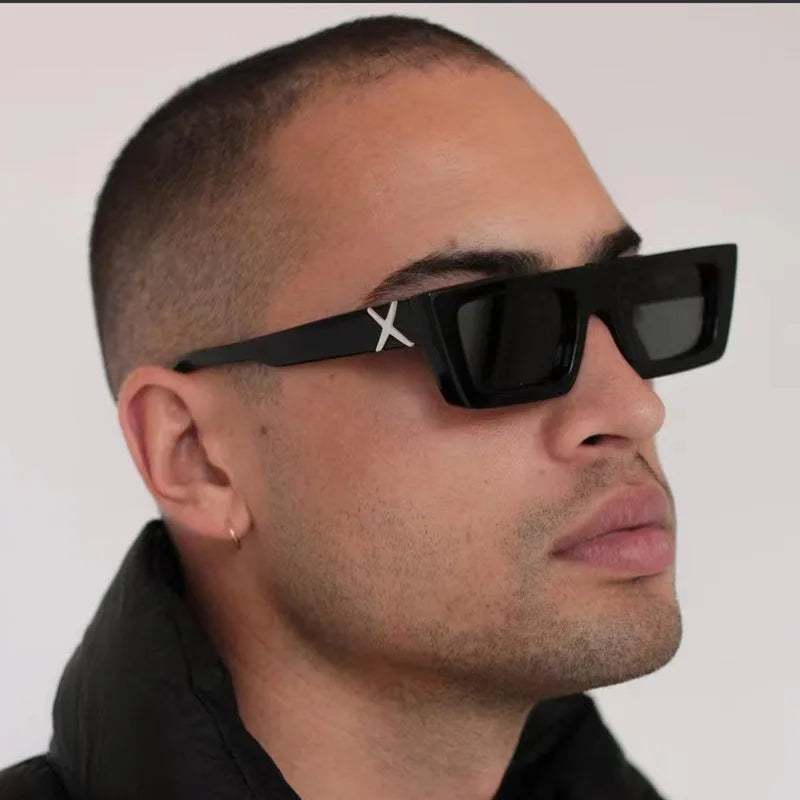Retro Square Resin-Frame Fashion Sunglasses