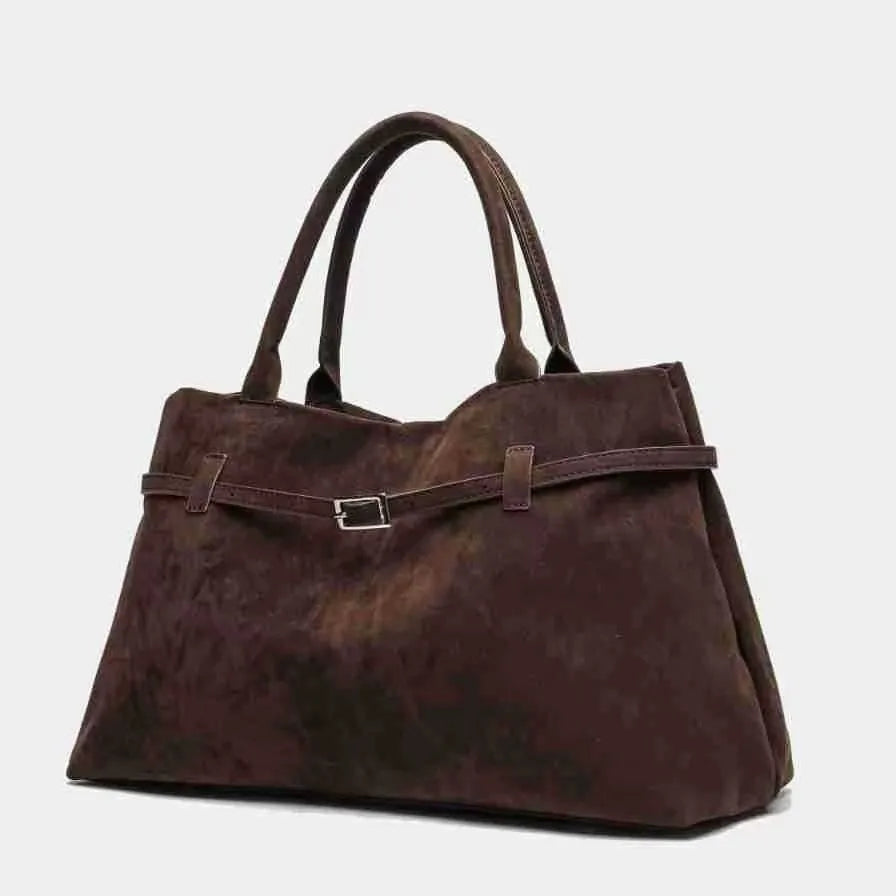 Vintage Faux Suede Tote Bag for Women