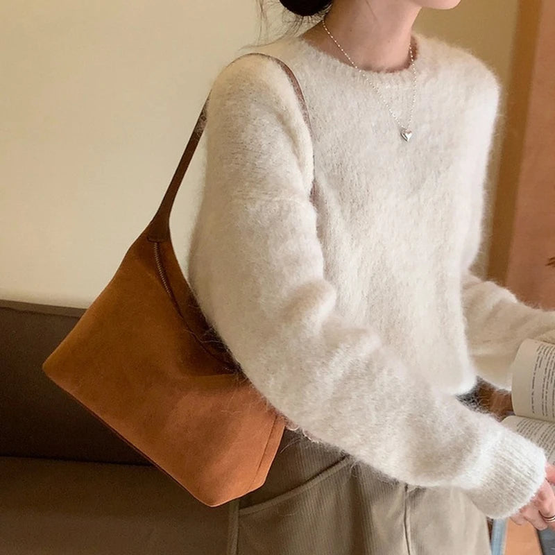 Vintage Faux Suede Saddle Bag for Women