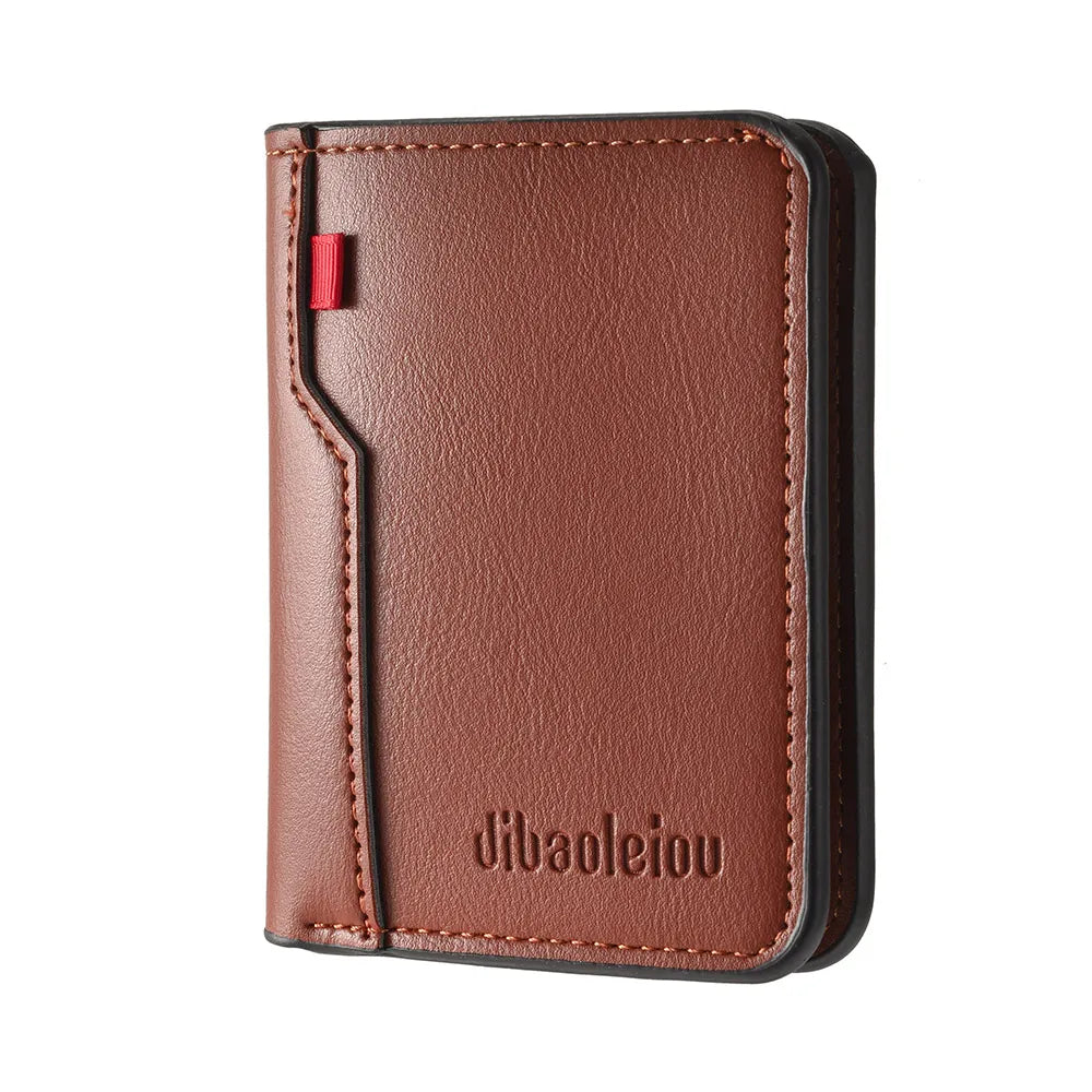 Ultra-Thin Mini PU Leather Men's Wallet | Slim Vertical Card Holder Short Purse