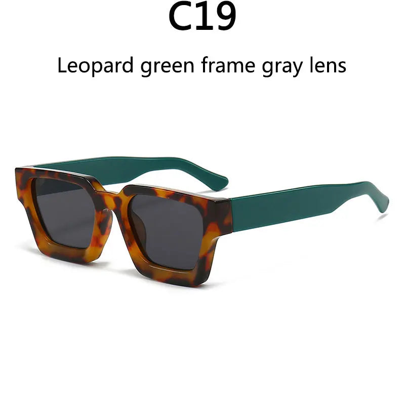 Men's Vintage Square Resin-Lens Sunglasses