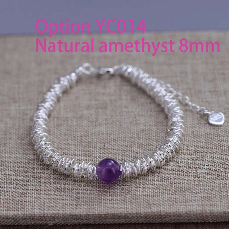 925 Sterling Silver Butterfly Bead String Bracelet for Women