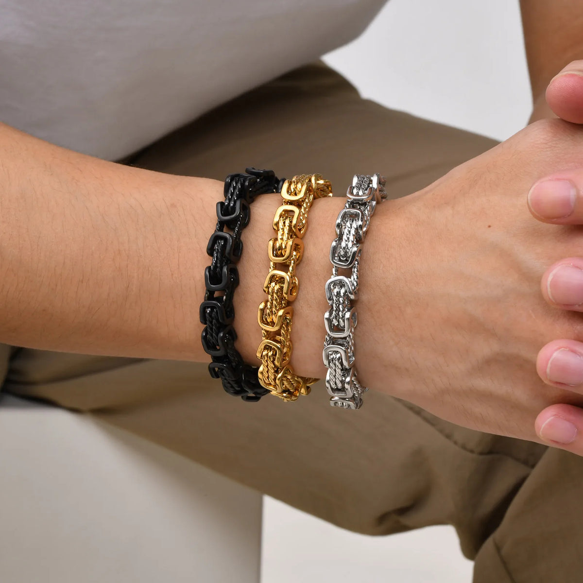 8mm Byzantine Stainless Steel Bracelet for Men