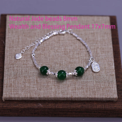 925 Sterling Silver Butterfly Bead String Bracelet for Women