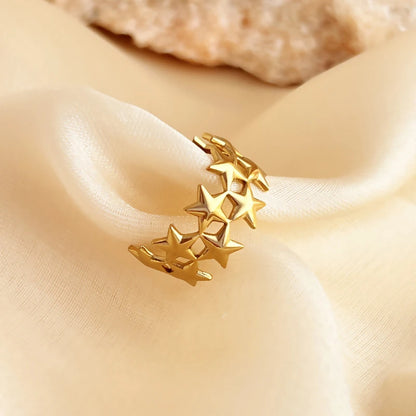 Stainless Steel Double Layer Star Open Ring for Women