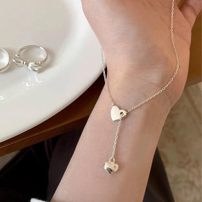 925 Sterling Silver Heart Pendant Adjustable Choker Necklace for Women
