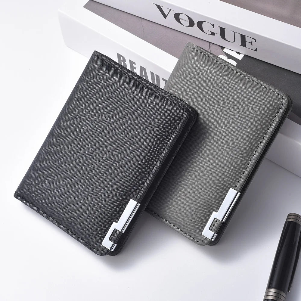 Men's Ultra-Thin Vertical PU Leather Wallet | Multi-Card Slot Compact Purse