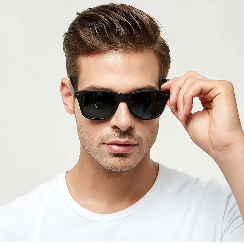 Men's Classic Black Rectangle Sunglasses