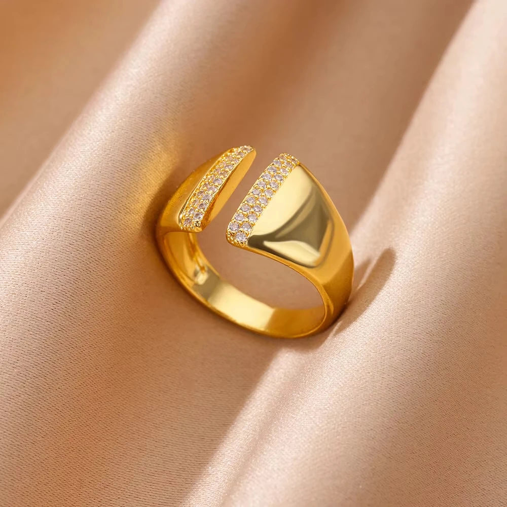 Evil Eye Zircon Adjustable Ring for Women | Luxury 18K Gold Plated