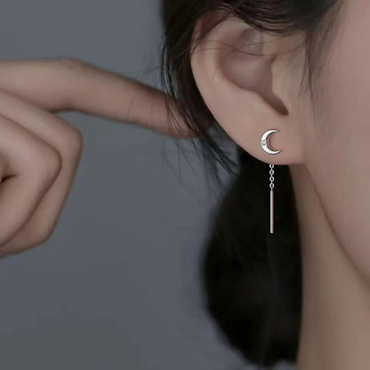 Asymmetric Star Moon Zircon Ear Line Stud Earrings for Women