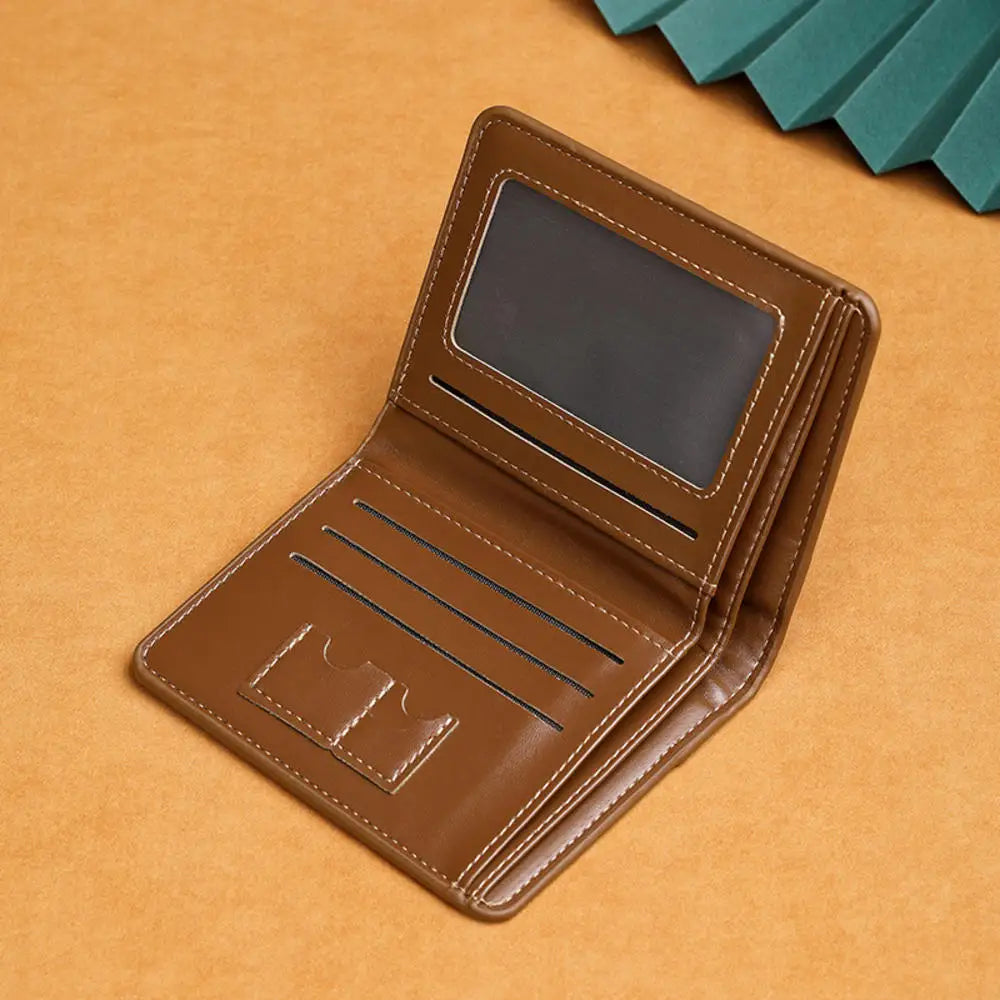 RFID Slim Vertical Men's Wallet | Microfiber Leather Short Card Holder Money Bag