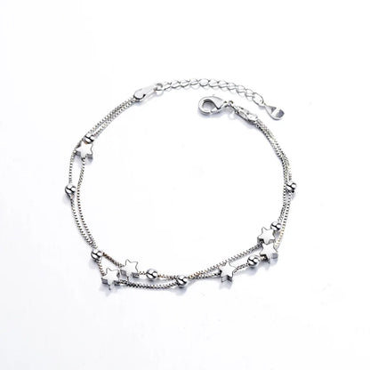 Silver Star Crystal Double Bracelet for Women