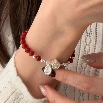 925 Sterling Silver Butterfly Bead String Bracelet for Women