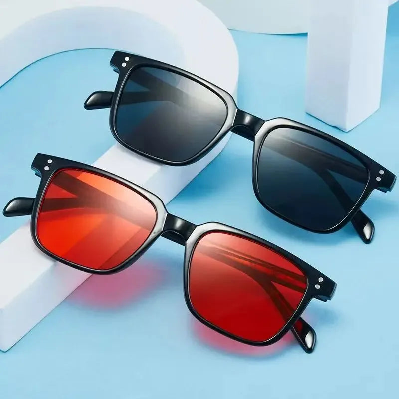 Retro Square Resin-Frame Sunglasses
