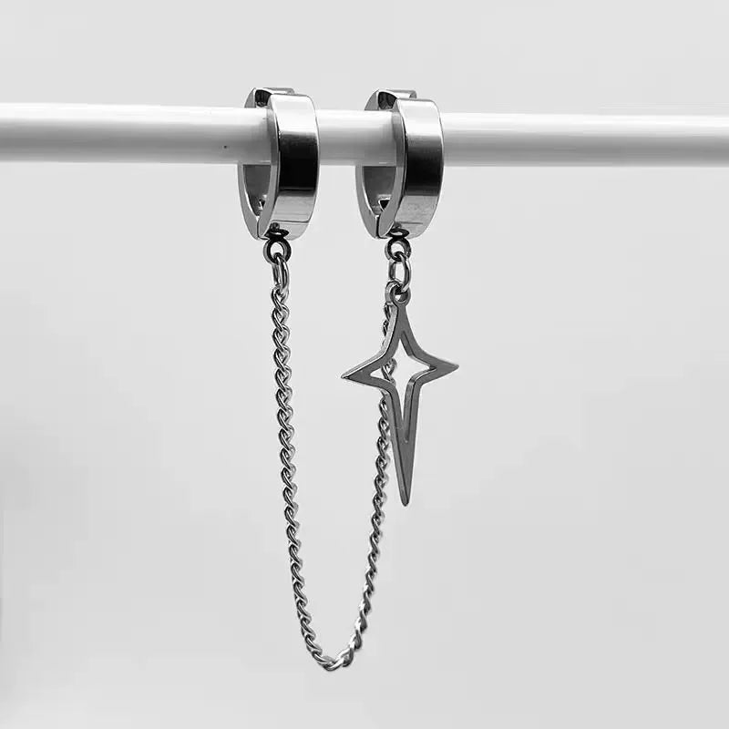 Star & Cross Stainless Steel Non-Piercing Ear Clip