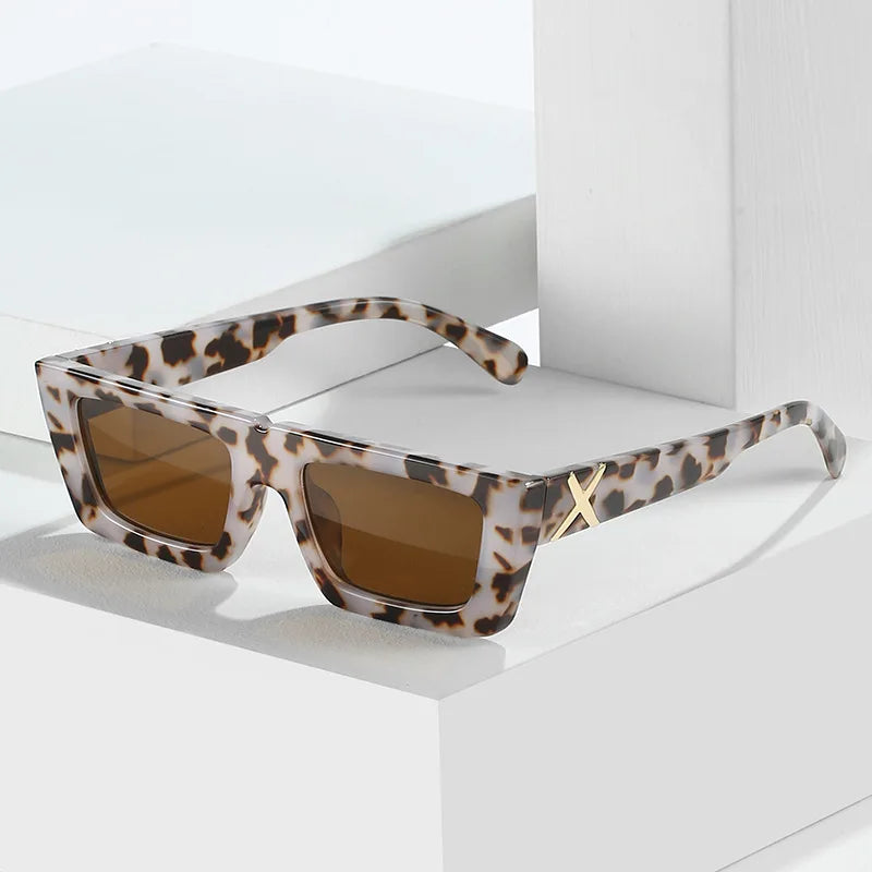 Retro Square Resin-Frame Fashion Sunglasses