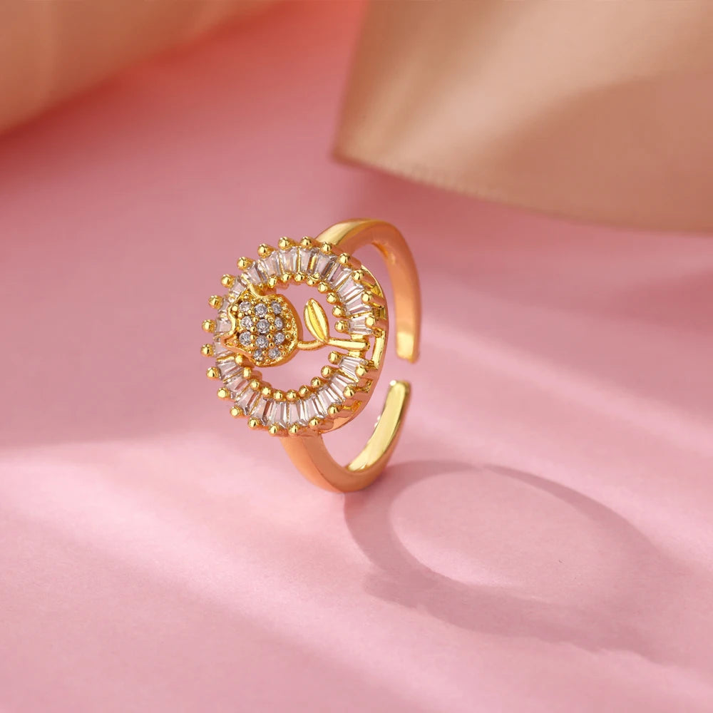 Evil Eye Zircon Adjustable Ring for Women | Luxury 18K Gold Plated