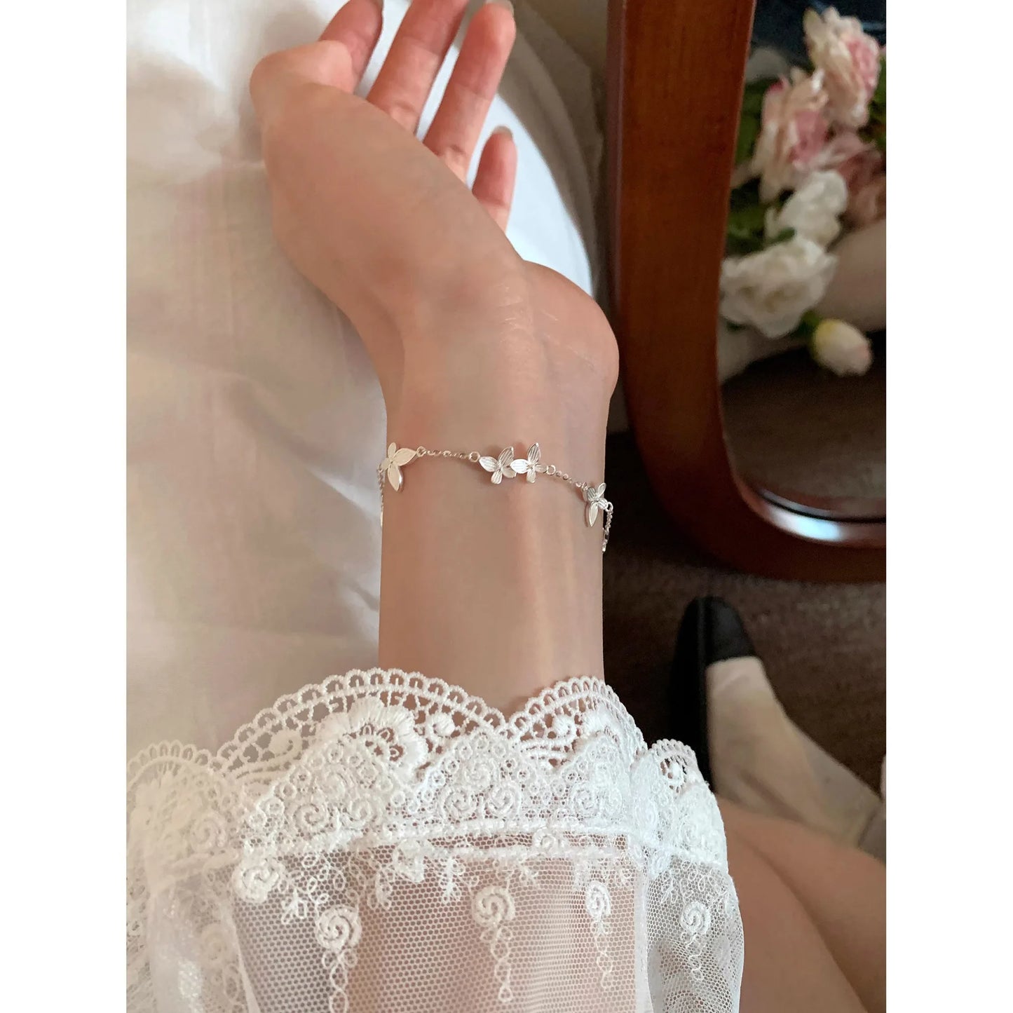 925 Sterling Silver Butterfly Bracelet for Women
