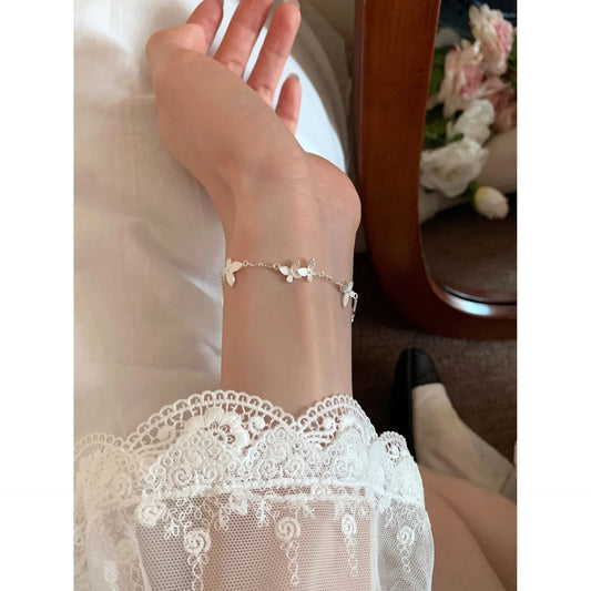 925 Sterling Silver Butterfly Bracelet for Women