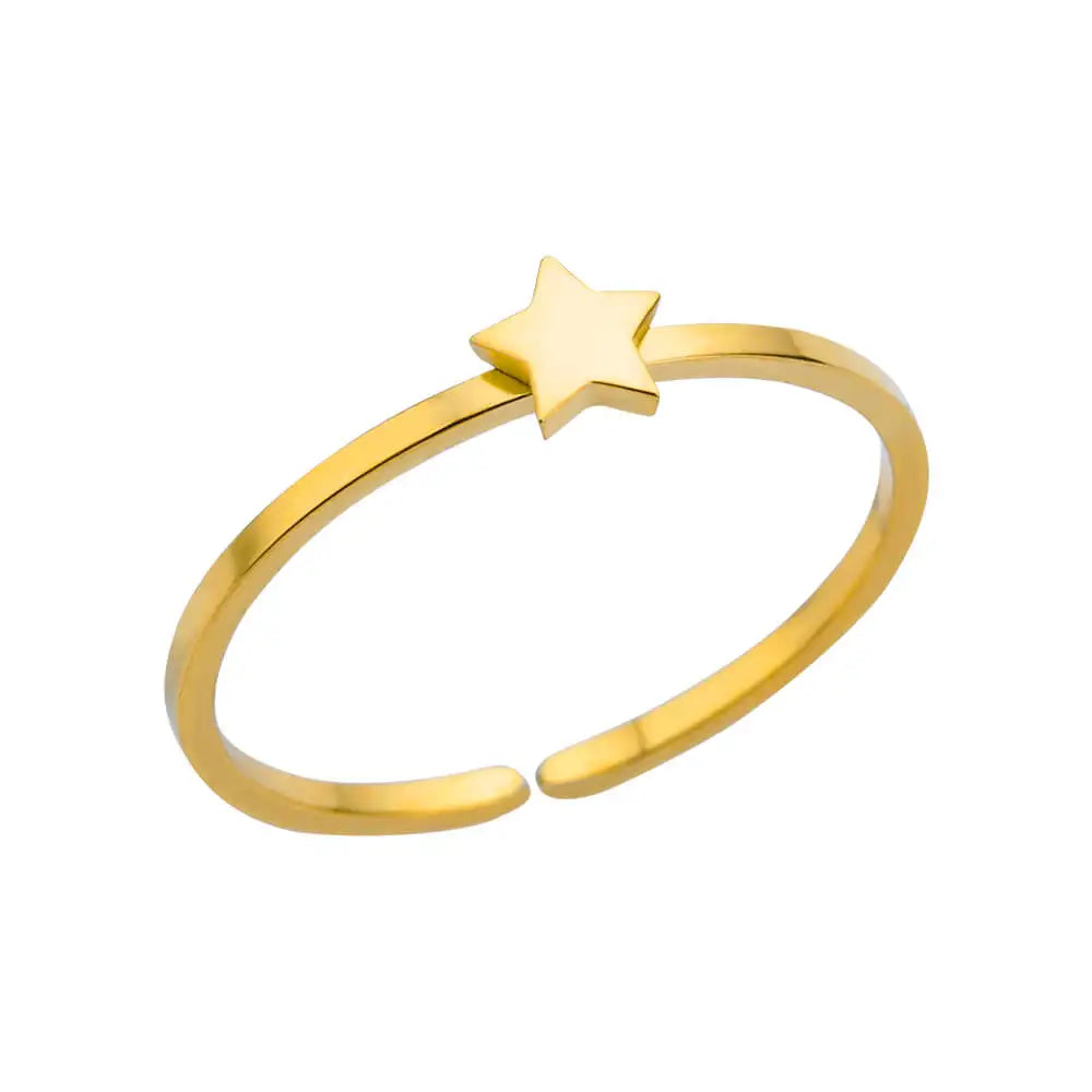 Shell & Star Adjustable Open Ring for Women | 18K Gold Plated