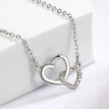 925 Sterling Silver Zircon Double Heart Necklace for Women