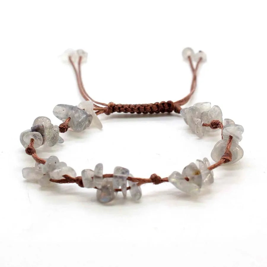 Macrame Crystal Chip Stone Braided Bracelet for Women | Adjustable