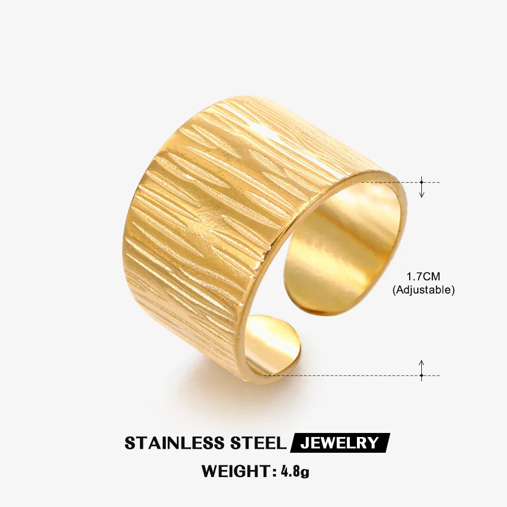 Shell & Star Adjustable Open Ring for Women | 18K Gold Plated