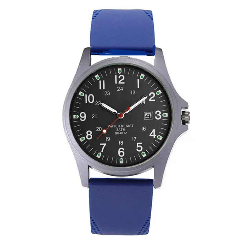 Men's Arabic Dial Quartz Watch with Silicone Strap