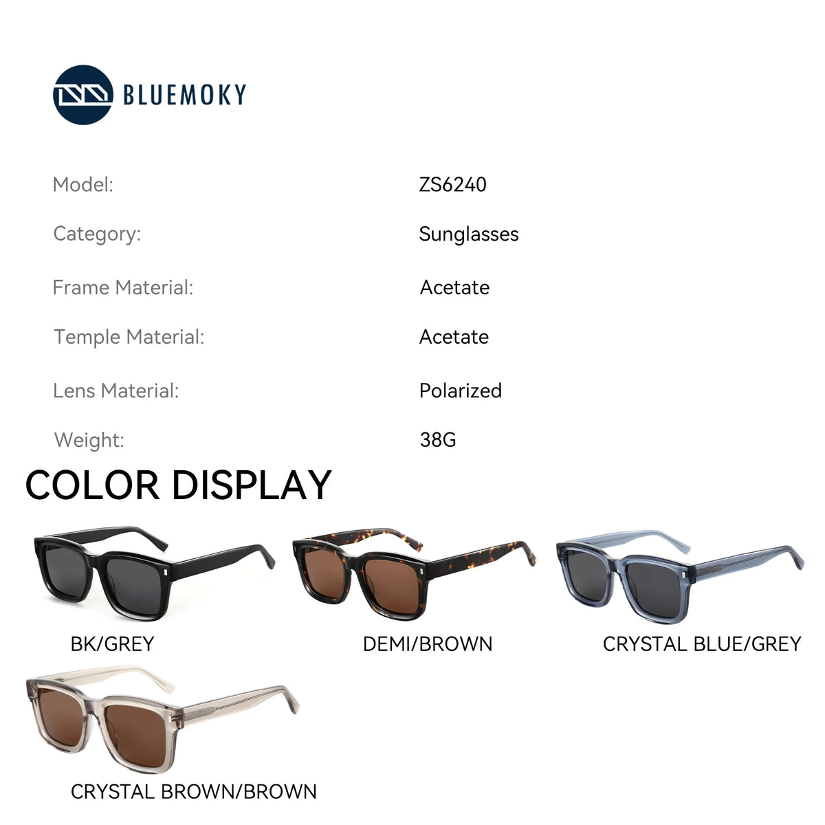 Unisex Classic Square Polarized Sunglasses