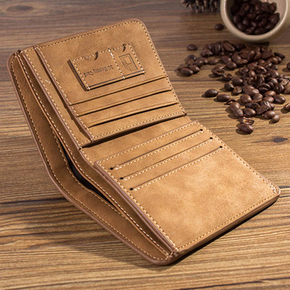 Men's Vintage PU Leather Bifold Wallet | Photo & Card Holder Short Purse