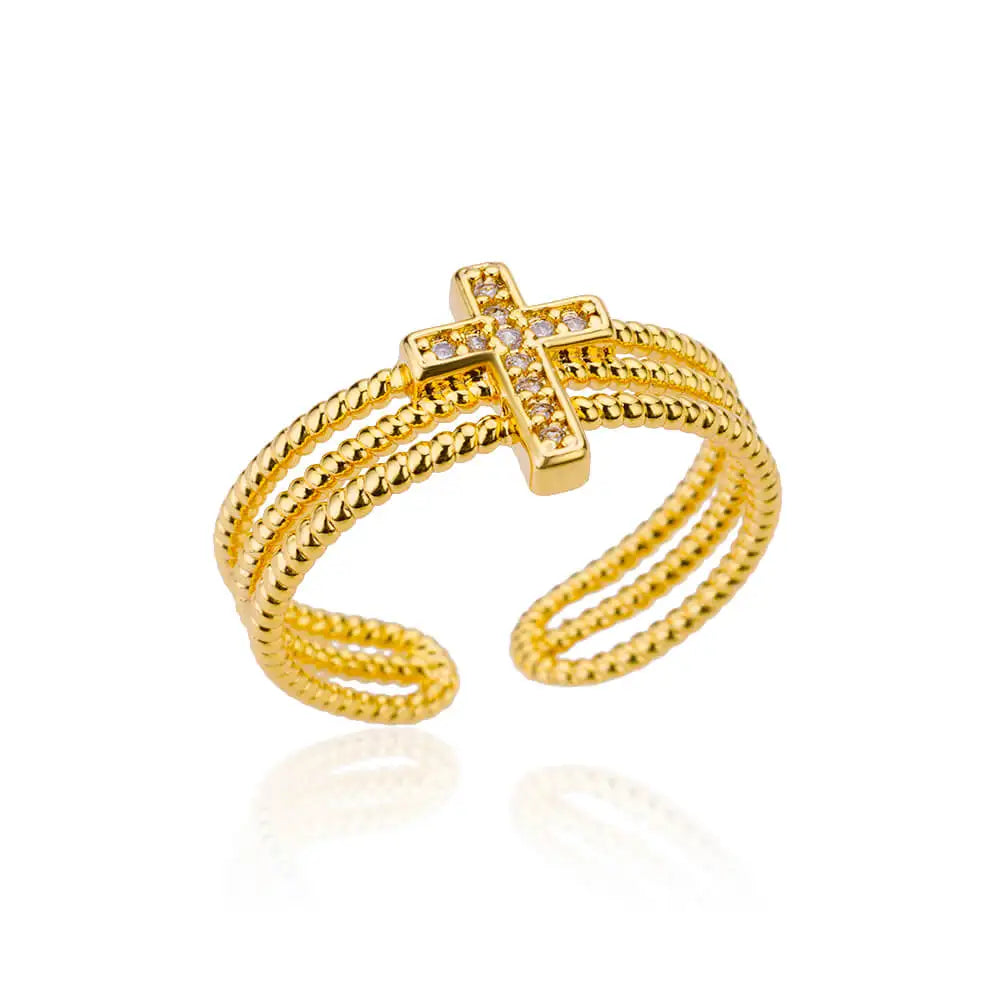 Minimalist Geometric Opening Ring for Women | 18K Gold Plated