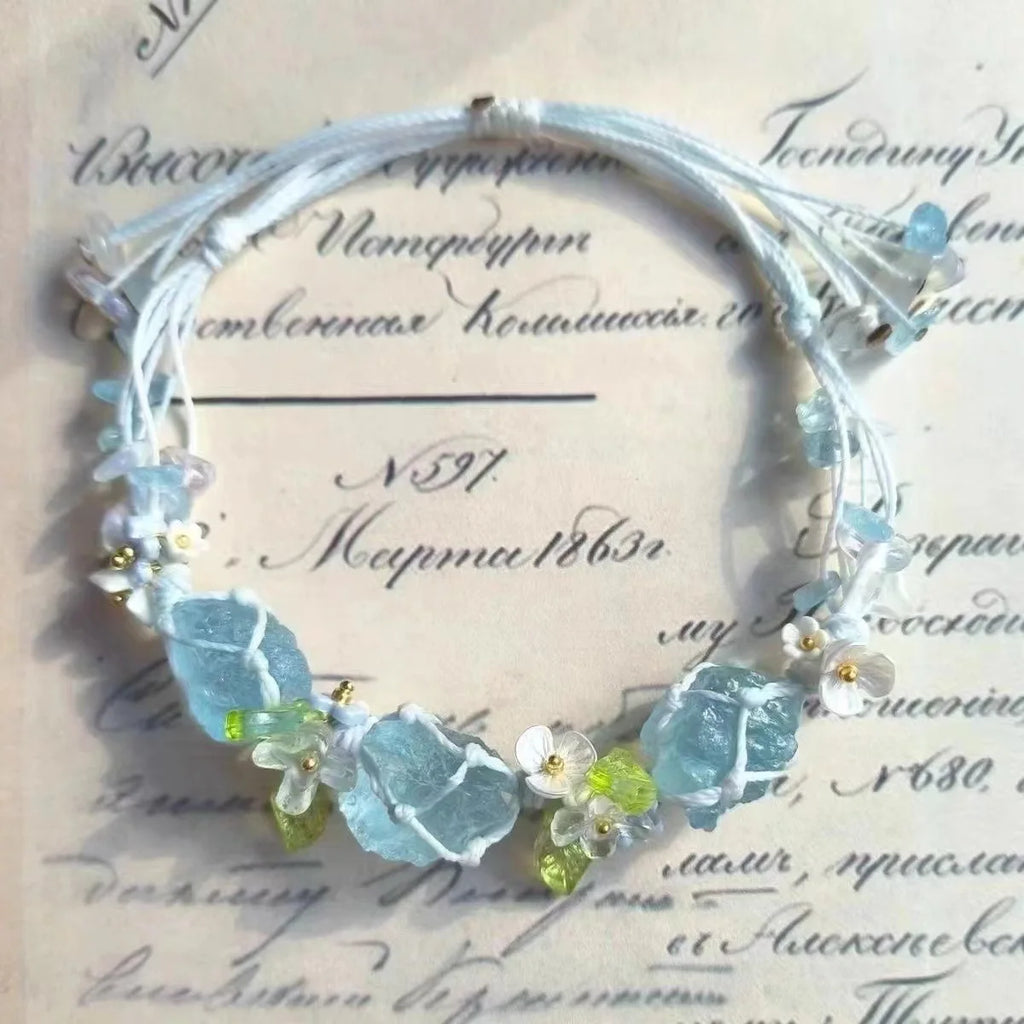 Natural Jade Crystal Flower Bracelet Bangle for Women & Girls