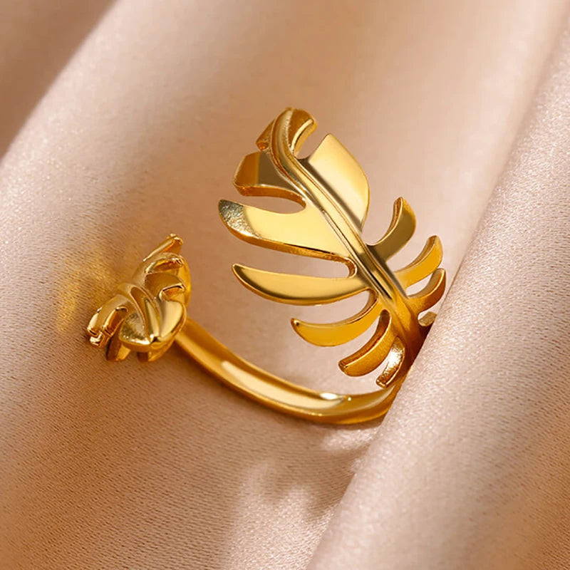Multilayer Geometric Open Ring for Women | Vintage 18K Gold Plated