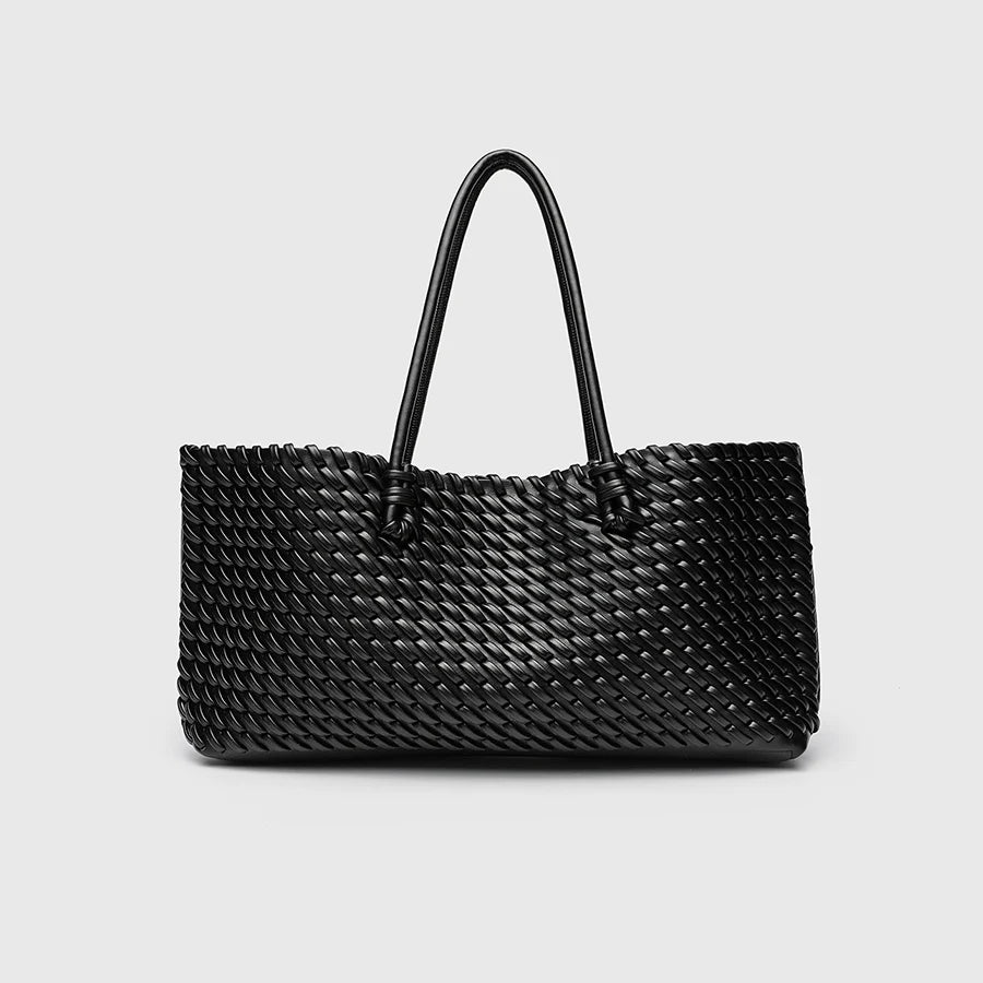 Woven PU Shopper Tote Bag for Women