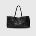 Woven PU Shopper Tote Bag for Women