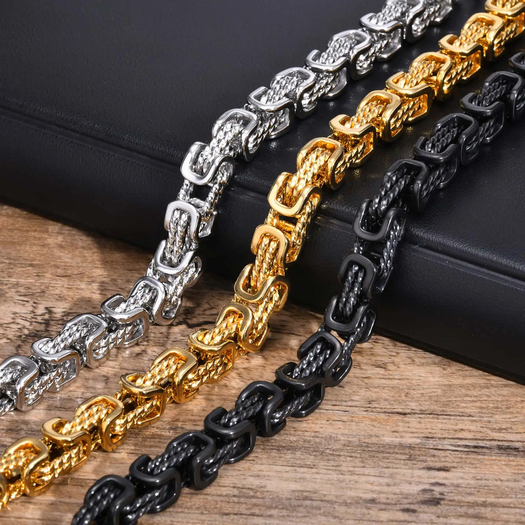 8mm Byzantine Stainless Steel Bracelet for Men